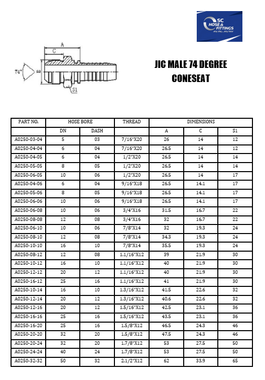 A0250 - Stem - JIC Male