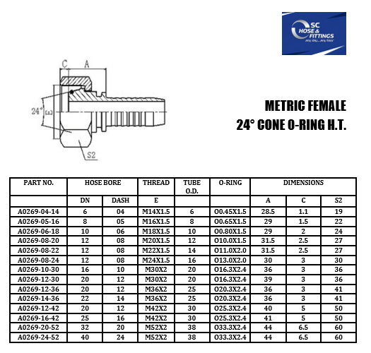 A0269 - Stem - Metric Female Swivel