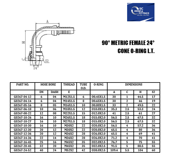 G0267 - Stem Swept 90* - Metric FS - DKOL - 90 Degrees