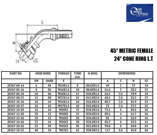 J0267 - Stem Swept 45* - Metric FS - DKOL